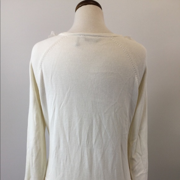 Daisy Fuentes White Ruffle Cardigan Size XL (B-68) - Picture 3 of 4